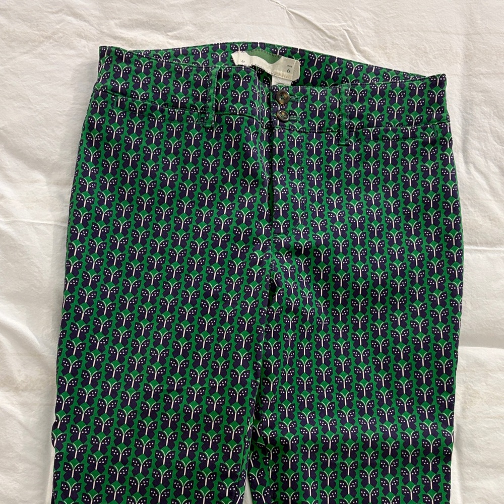 Anthropologie Vibrant Green and Navy Pants